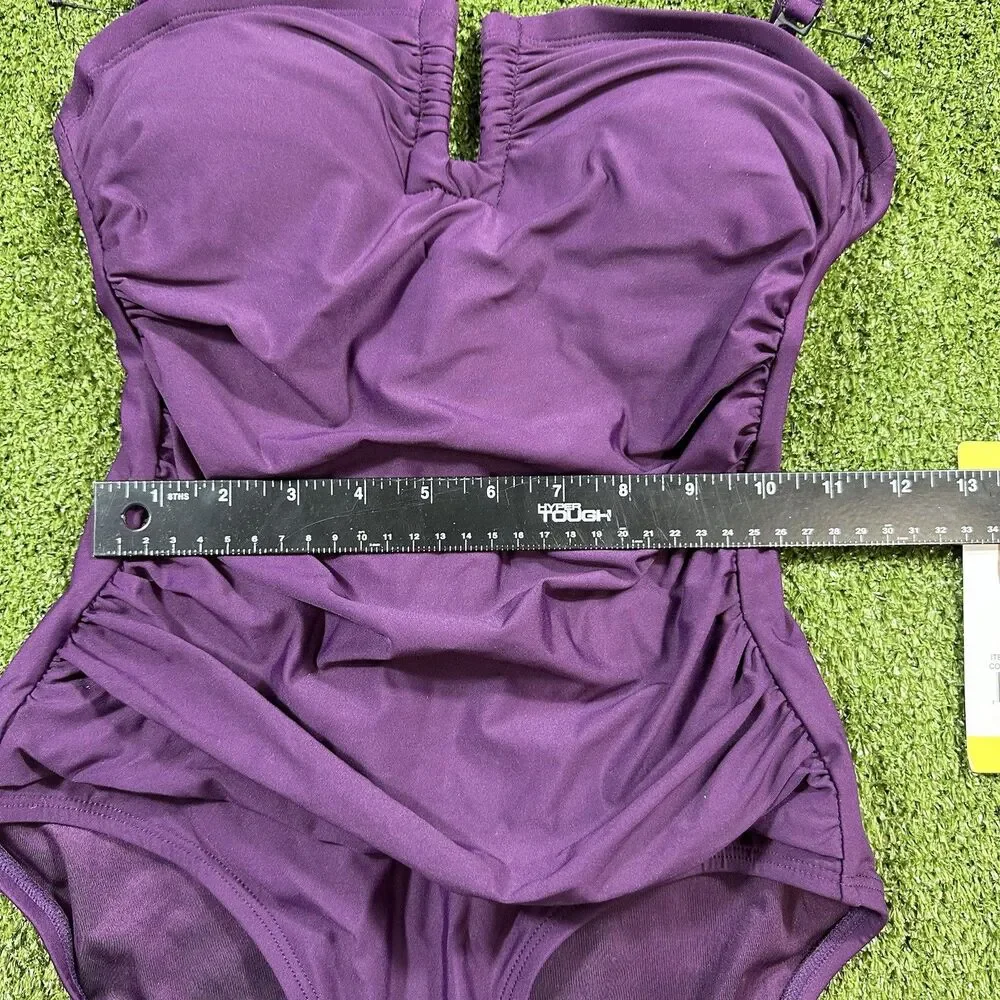 New DKNY Womens S Purple 1 Piece Swimming Bathing Suit Swimsuit - Picture 6 of 9